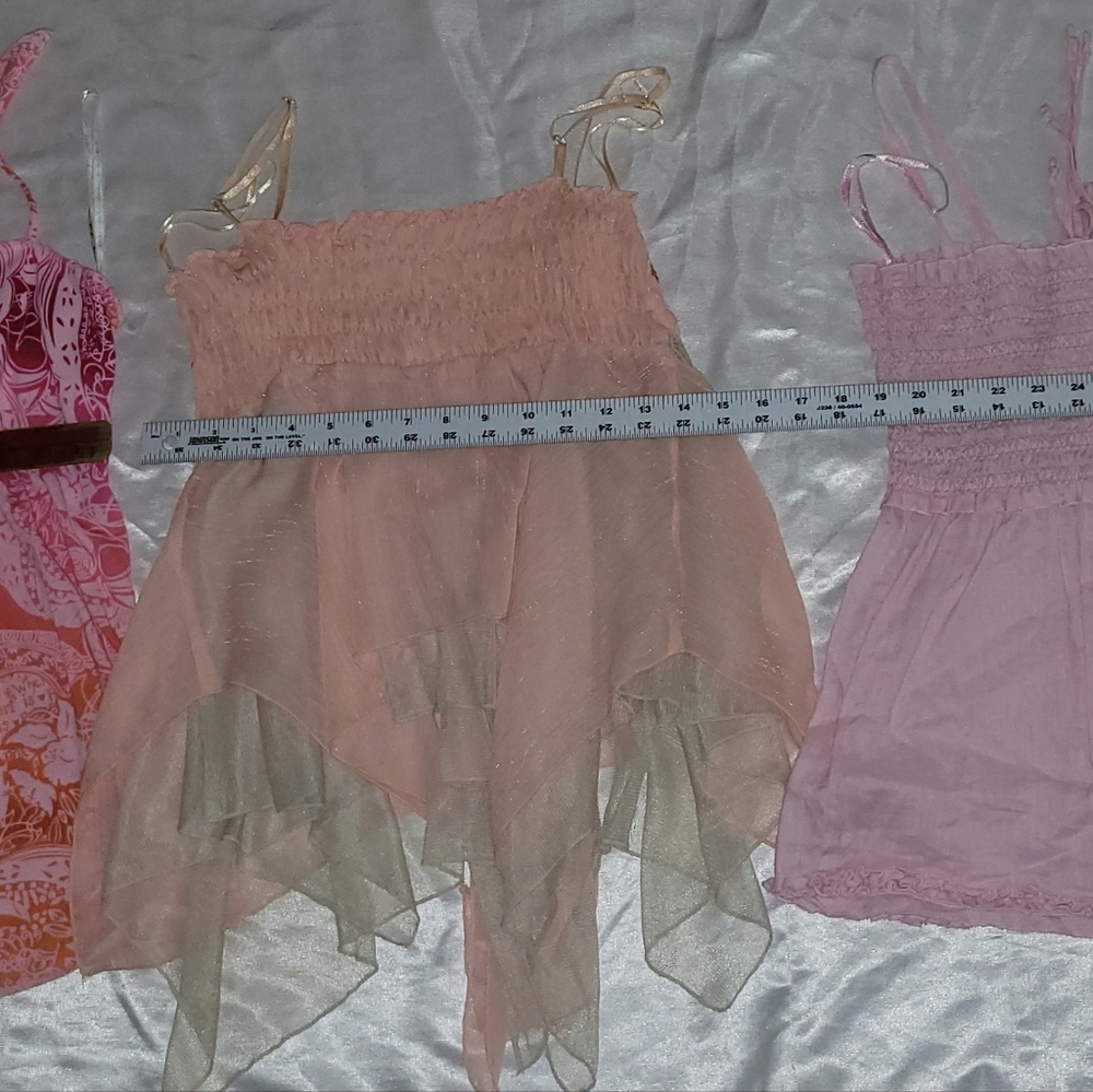 Y2K 3 Fairy Grunge Hime Gyaru inspired Cami Tops, ROXY,Pink Floaty String Straps - Picture 9 of 9